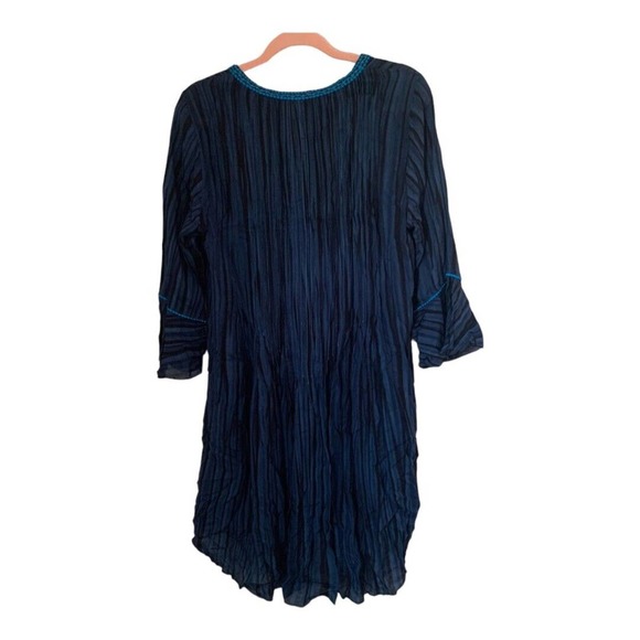 Poupette St Barth Blue Long Sleeve Mini Dress Size Large - Picture 2 of 8